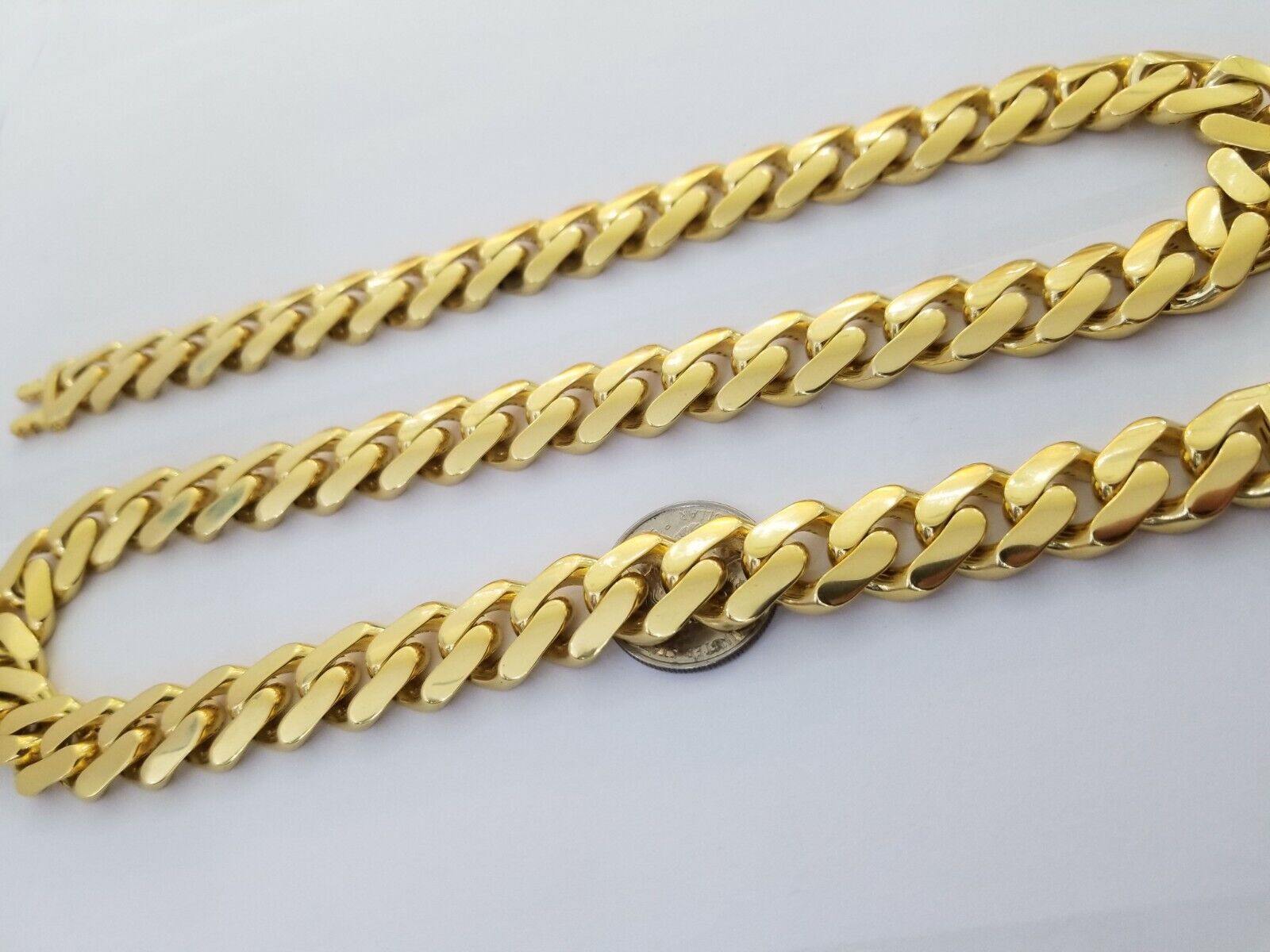 10k Gold Men Royal Monaco Link Chain 26inch 15mm Gold ,10kt Real gold necklace - GoldenlinQ
