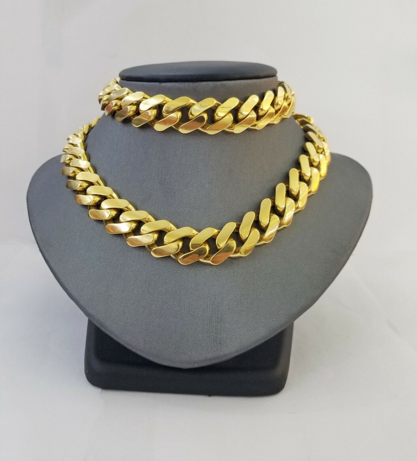 10k Gold Men Royal Monaco Link Chain 26inch 15mm Gold ,10kt Real gold necklace - GoldenlinQ