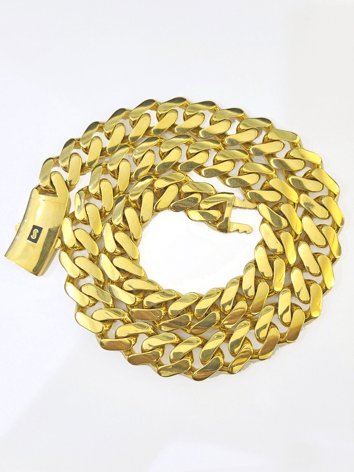 10k Gold Men Royal Monaco Link Chain 26inch 15mm Gold THICK 10kt Real hand chain - GoldenlinQ