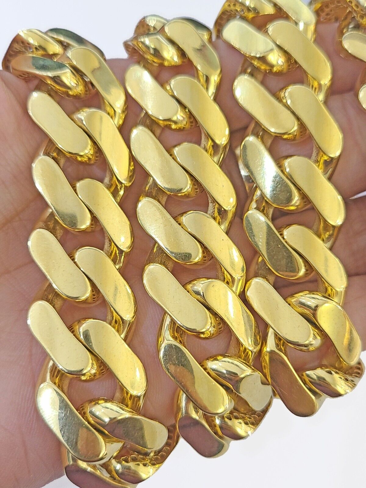 10k Gold Men Royal Monaco Link Chain 26inch 15mm Gold THICK 10kt Real hand chain - GoldenlinQ