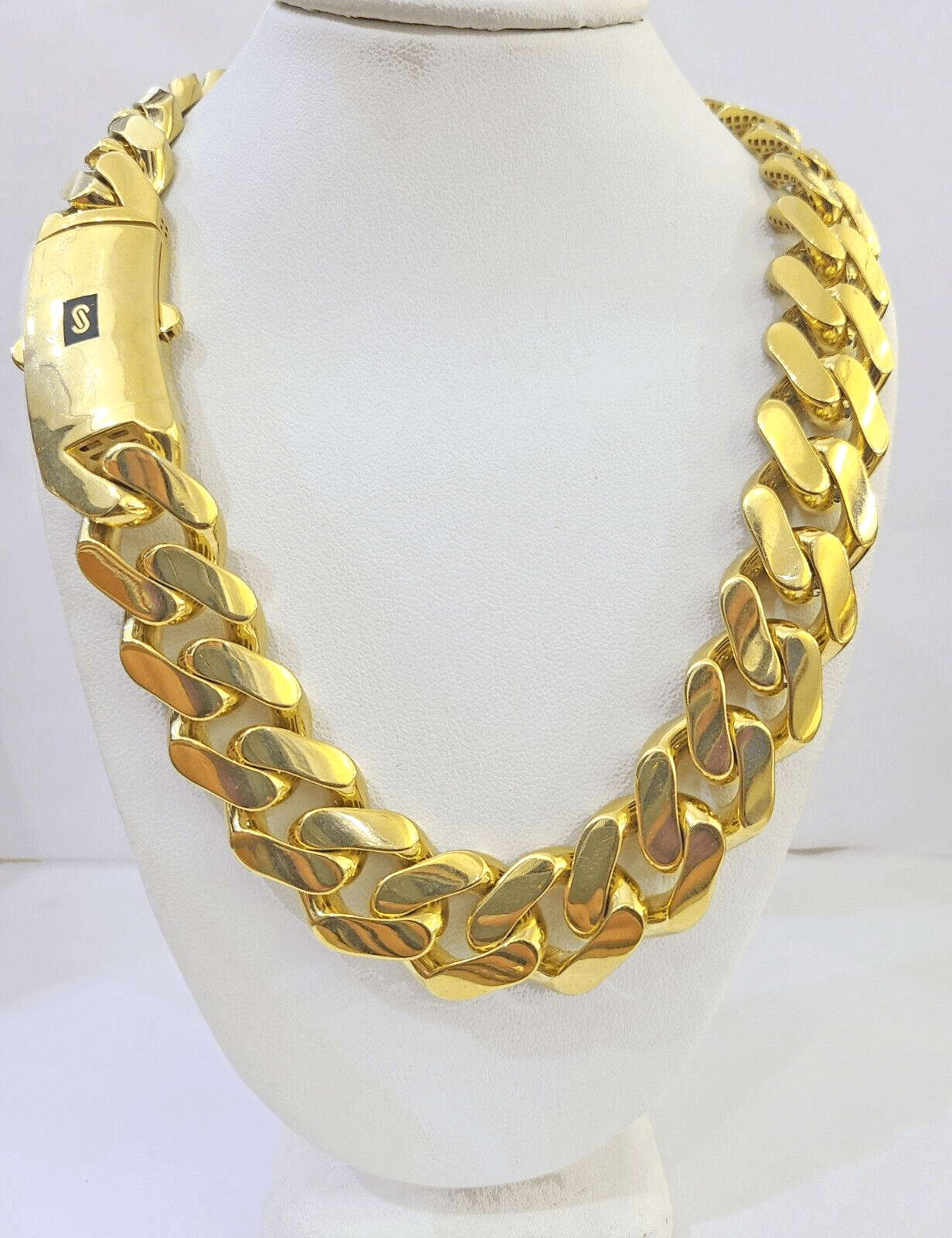 10k Gold Men Royal Monaco Link Chain 26inch 15mm Gold THICK 10kt Real hand chain - GoldenlinQ