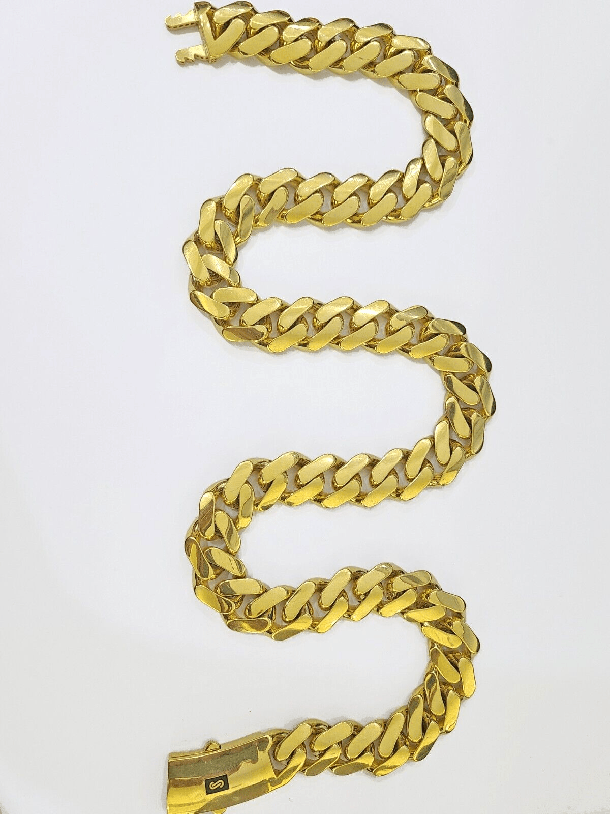 10k Gold Men Royal Monaco Link Chain 26inch 15mm Gold THICK 10kt Real hand chain - GoldenlinQ