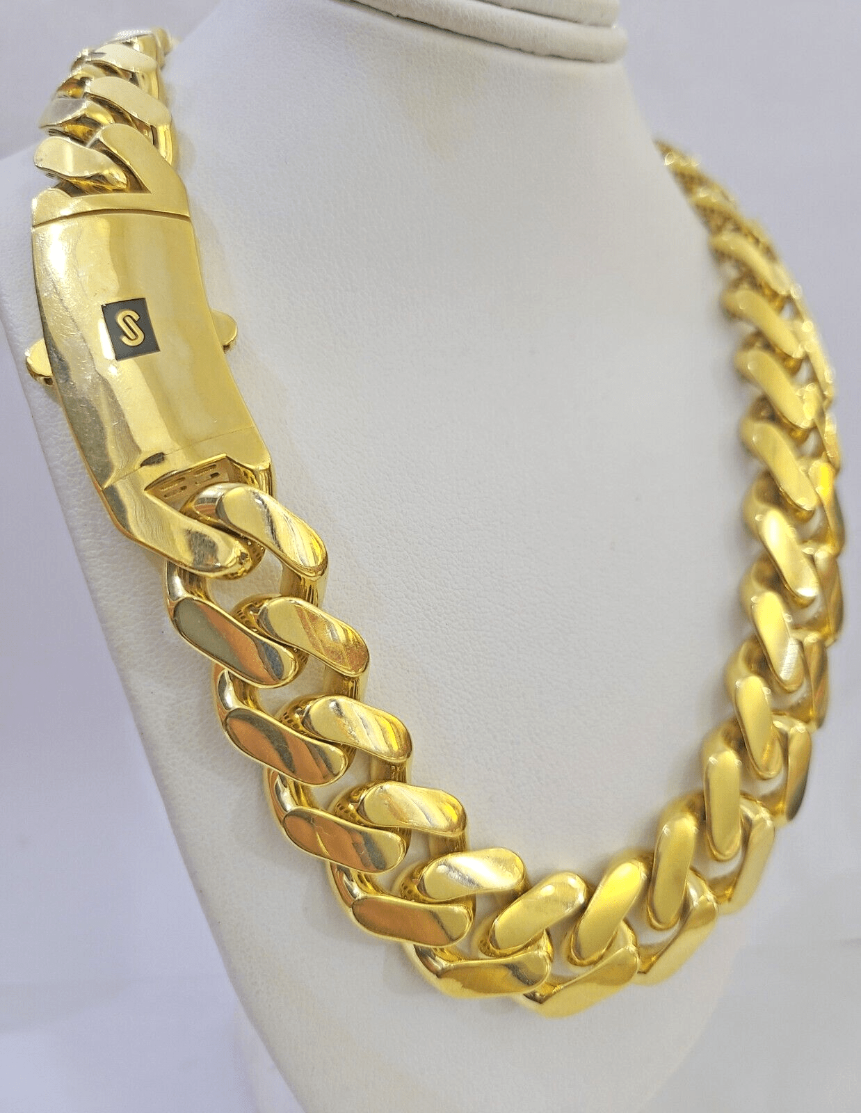 10k Gold Men Royal Monaco Link Chain 26inch 15mm Gold THICK 10kt Real hand chain - GoldenlinQ