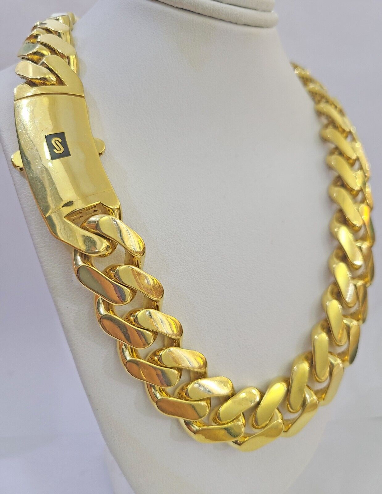 10k Gold Men Royal Monaco Link Chain 26inch 17mm Gold THICK 10kt Real hand chain - GoldenlinQ