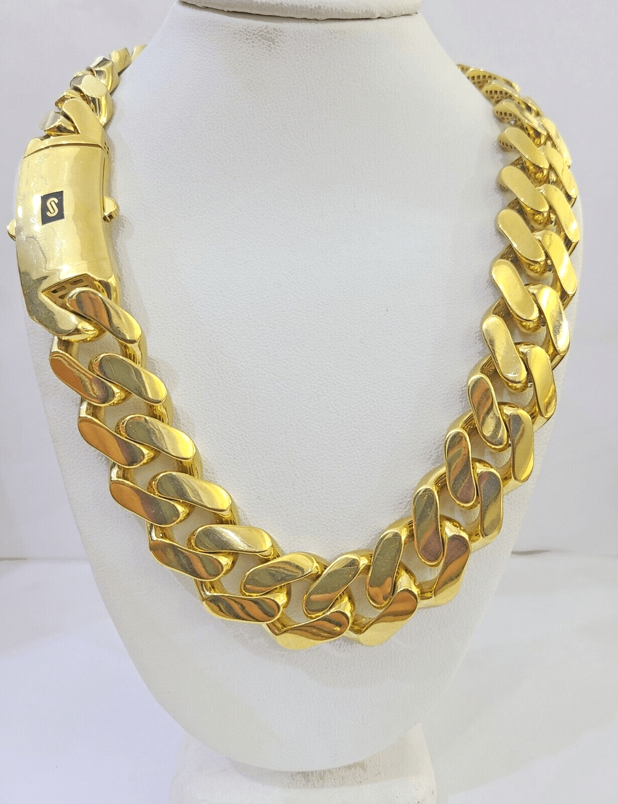 10k Gold Men Royal Monaco Link Chain 26inch 17mm Gold THICK 10kt Real hand chain - GoldenlinQ