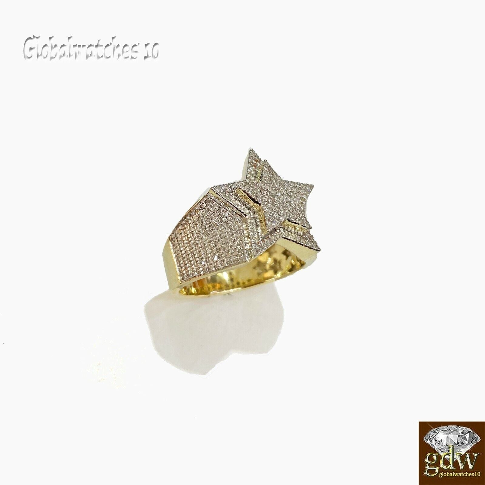 10k Gold Mens Diamond Ring and Earring Set Star Shaped Ring and Earring Real - GoldenlinQ