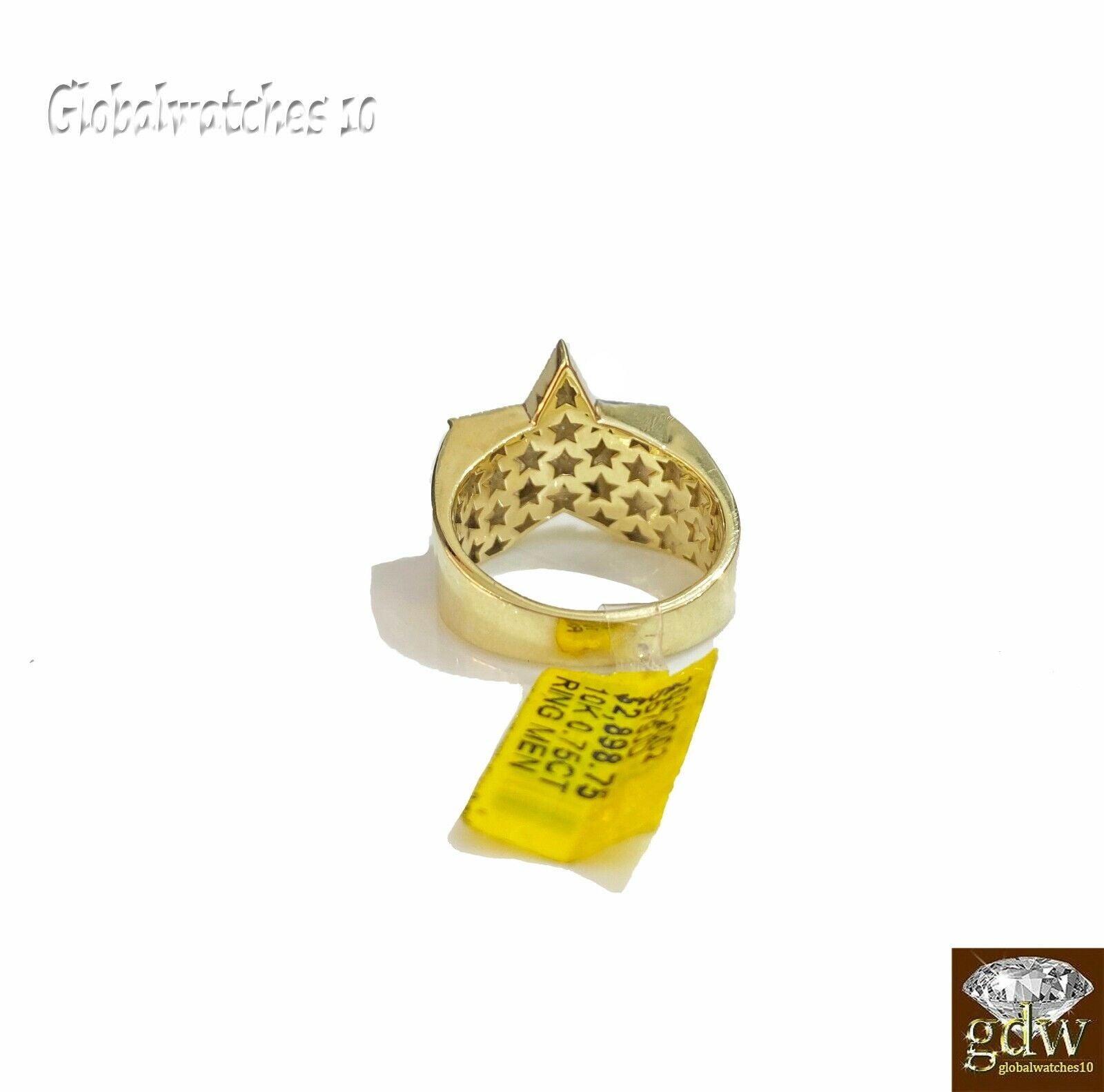 10k Gold Mens Diamond Ring and Earring Set Star Shaped Ring and Earring Real - GoldenlinQ