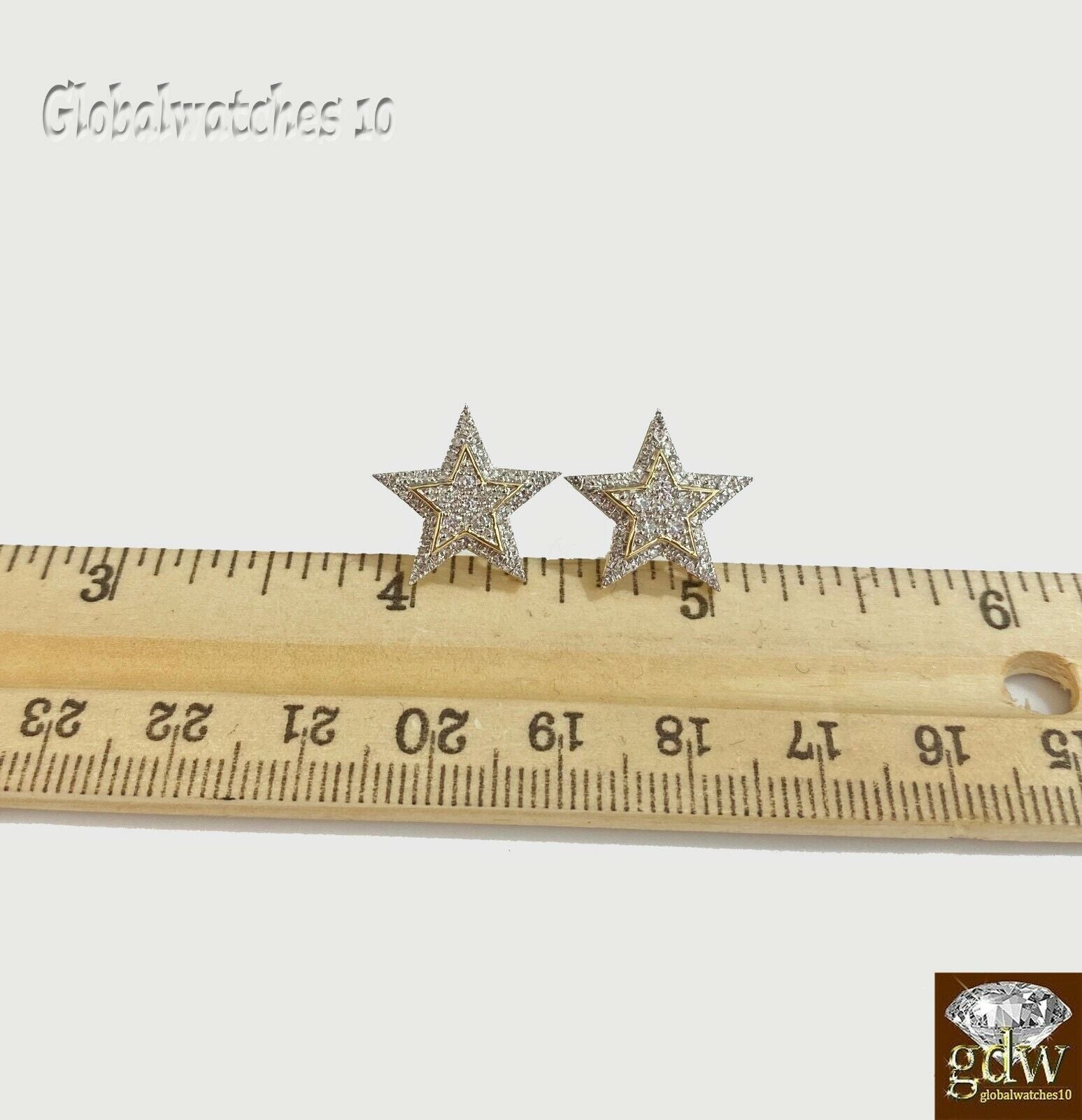 10k Gold Mens Diamond Ring and Earring Set Star Shaped Ring and Earring Real - GoldenlinQ