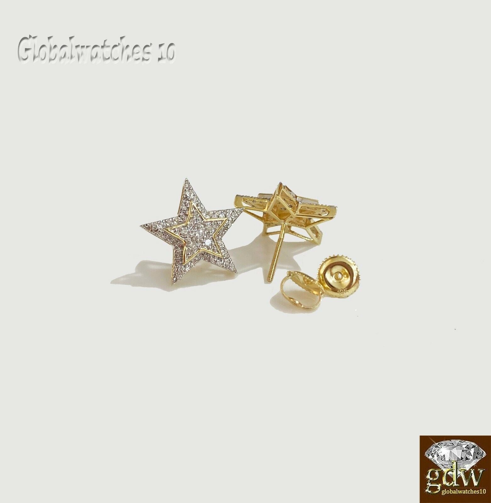 10k Gold Mens Diamond Ring and Earring Set Star Shaped Ring and Earring Real - GoldenlinQ