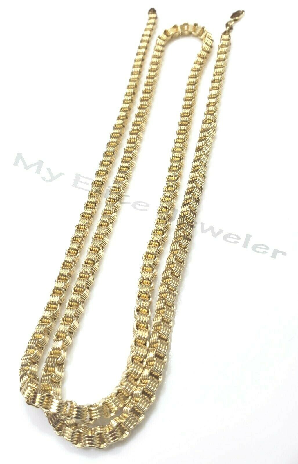 10k Gold Mens Necklace Byzantine Chain 24 Inch Lobster 4mm Male Yellow Gold REAL - GoldenlinQ