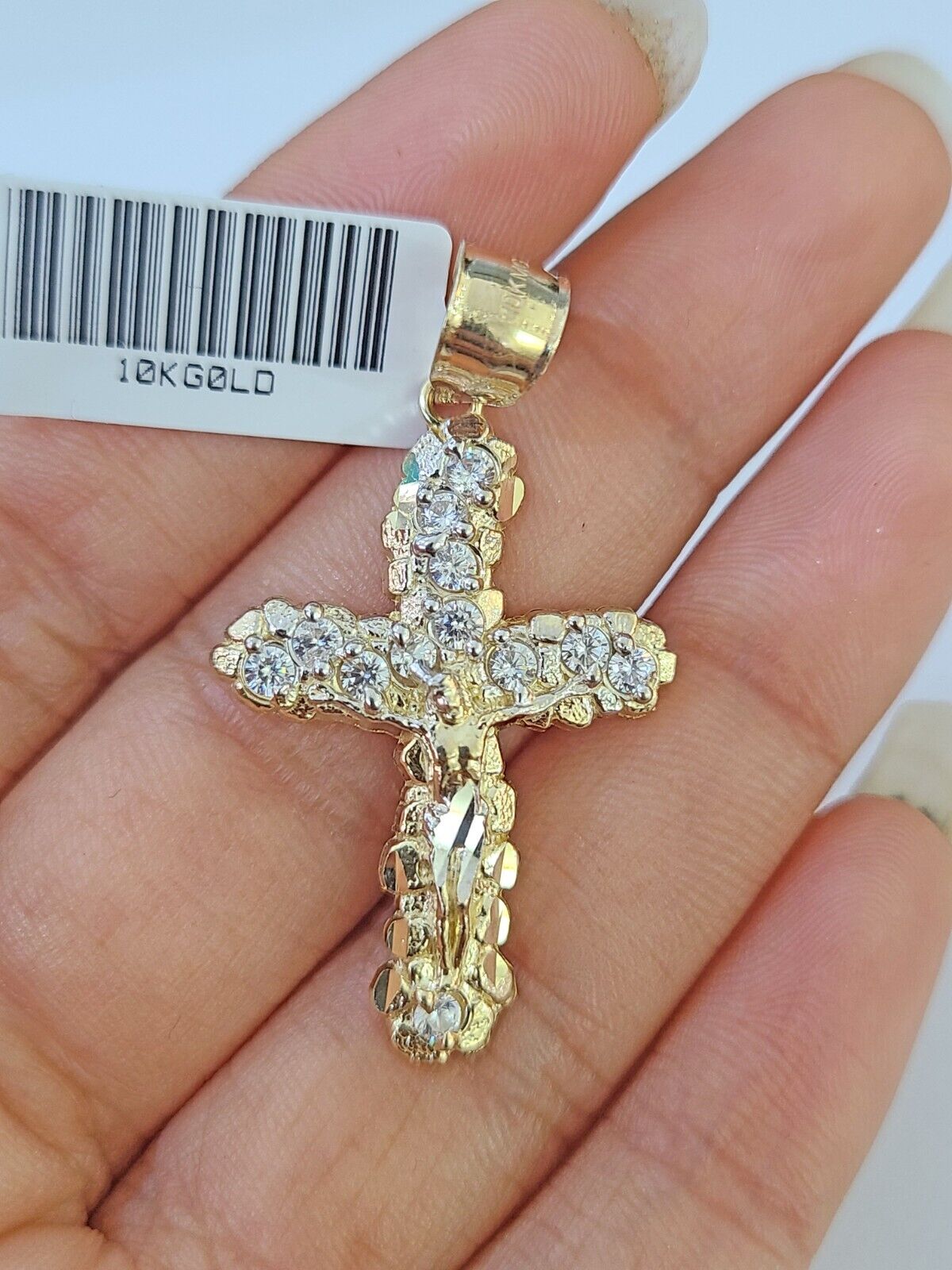 10K Gold Miami Cuban Chain 3mm Length 18" 20" 22" 24" 26" & Cross Charm SET - GoldenlinQ