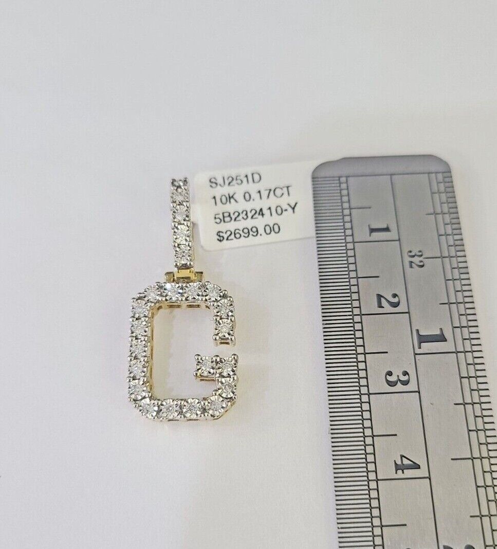 10K Gold Miami Cuban Chain G Initial Diamond Charm Length 18" - 26" 3mm REAL - GoldenlinQ
