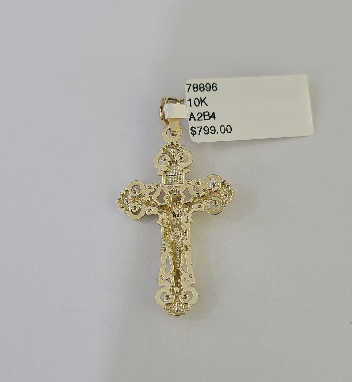 10K Gold Miami Cuban Chain INRI Cross Charm Length 18" - 26" 2.5mm REAL Yellow - GoldenlinQ