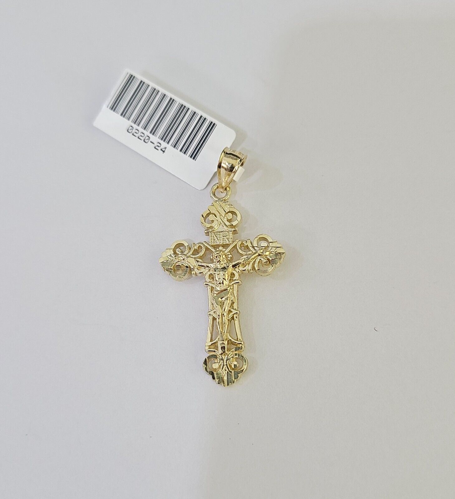 10K Gold Miami Cuban Chain INRI Cross Charm Length 18" - 26" 2.5mm REAL Yellow - GoldenlinQ