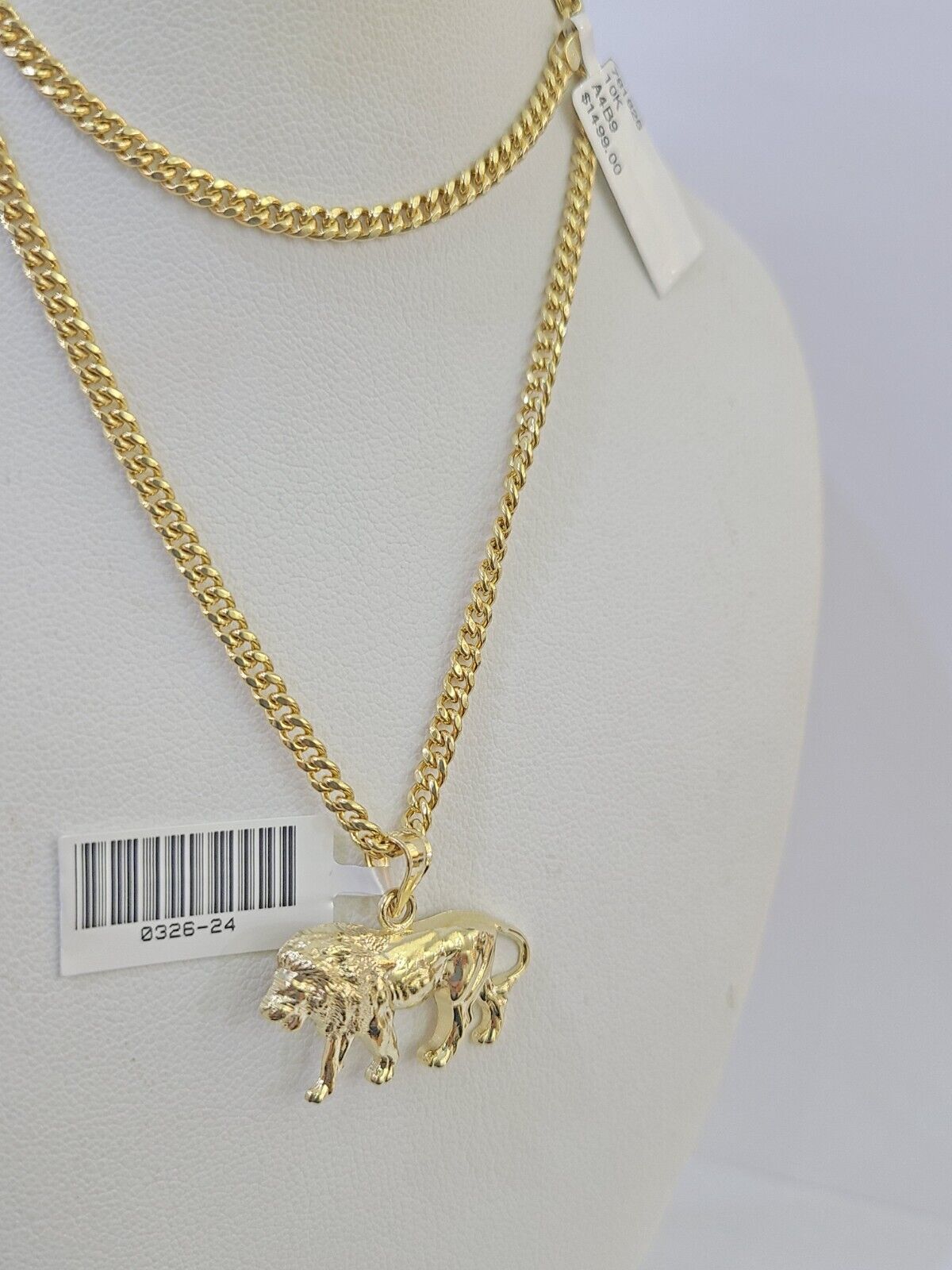 10K Gold Miami Cuban Chain Lion Charm Length 18" - 26" 2.5mm REAL Yellow - GoldenlinQ