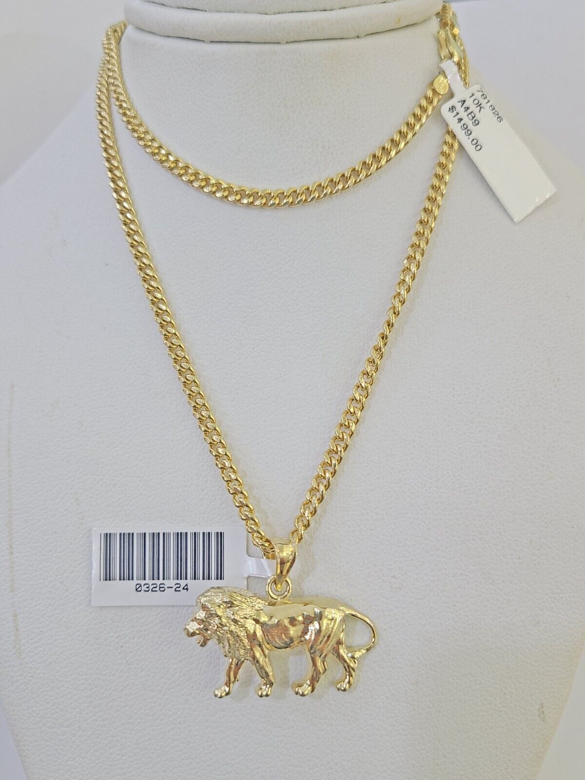 10K Gold Miami Cuban Chain Lion Charm Length 18" - 26" 2.5mm REAL Yellow - GoldenlinQ