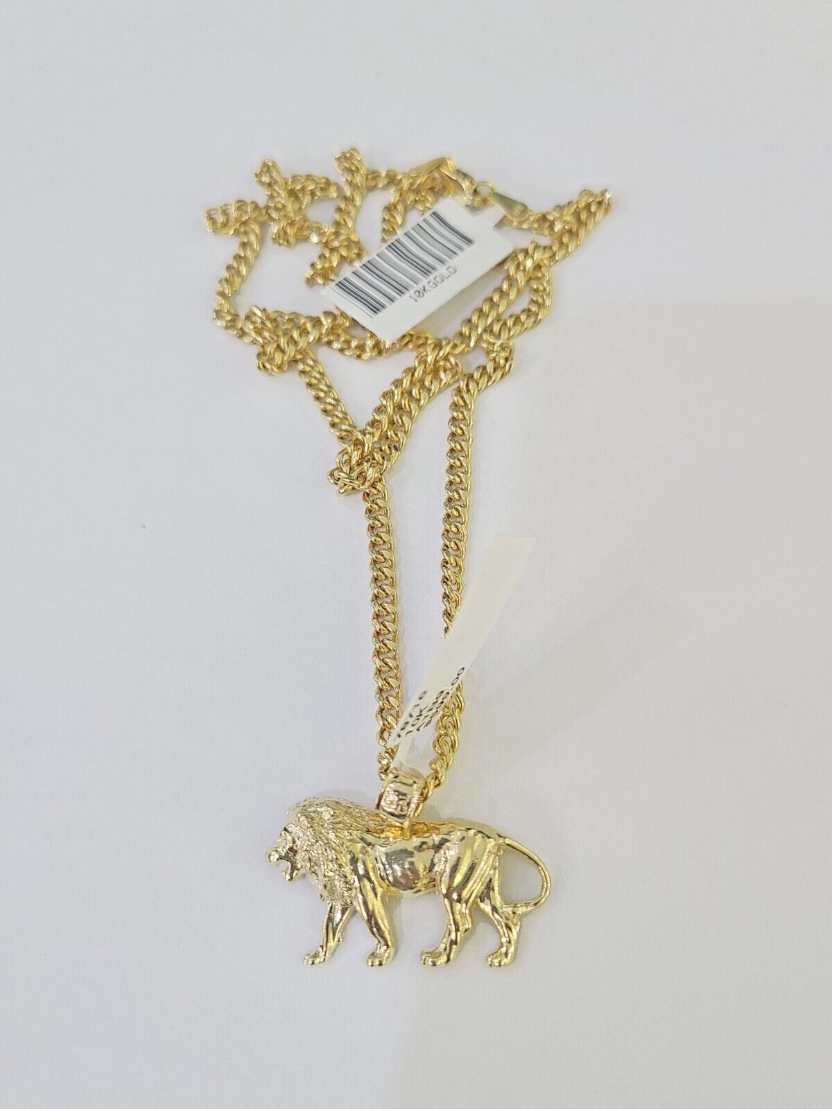 10K Gold Miami Cuban Chain Lion Charm Length 18" - 26" 2.5mm REAL Yellow - GoldenlinQ