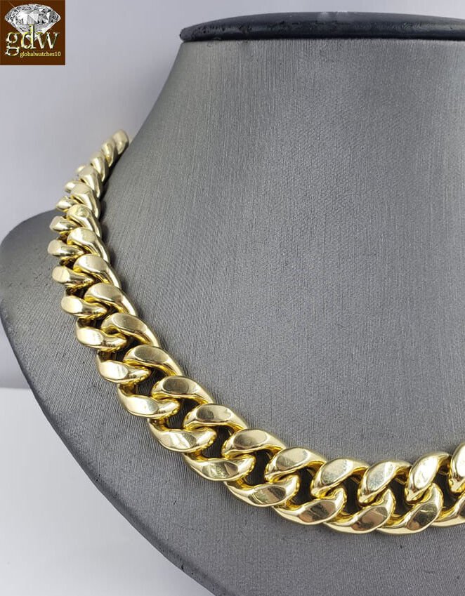 10k Gold Miami Cuban Chain Men's 26" 12mm Necklace Box Lock Authentic 10kt Gold - GoldenlinQ