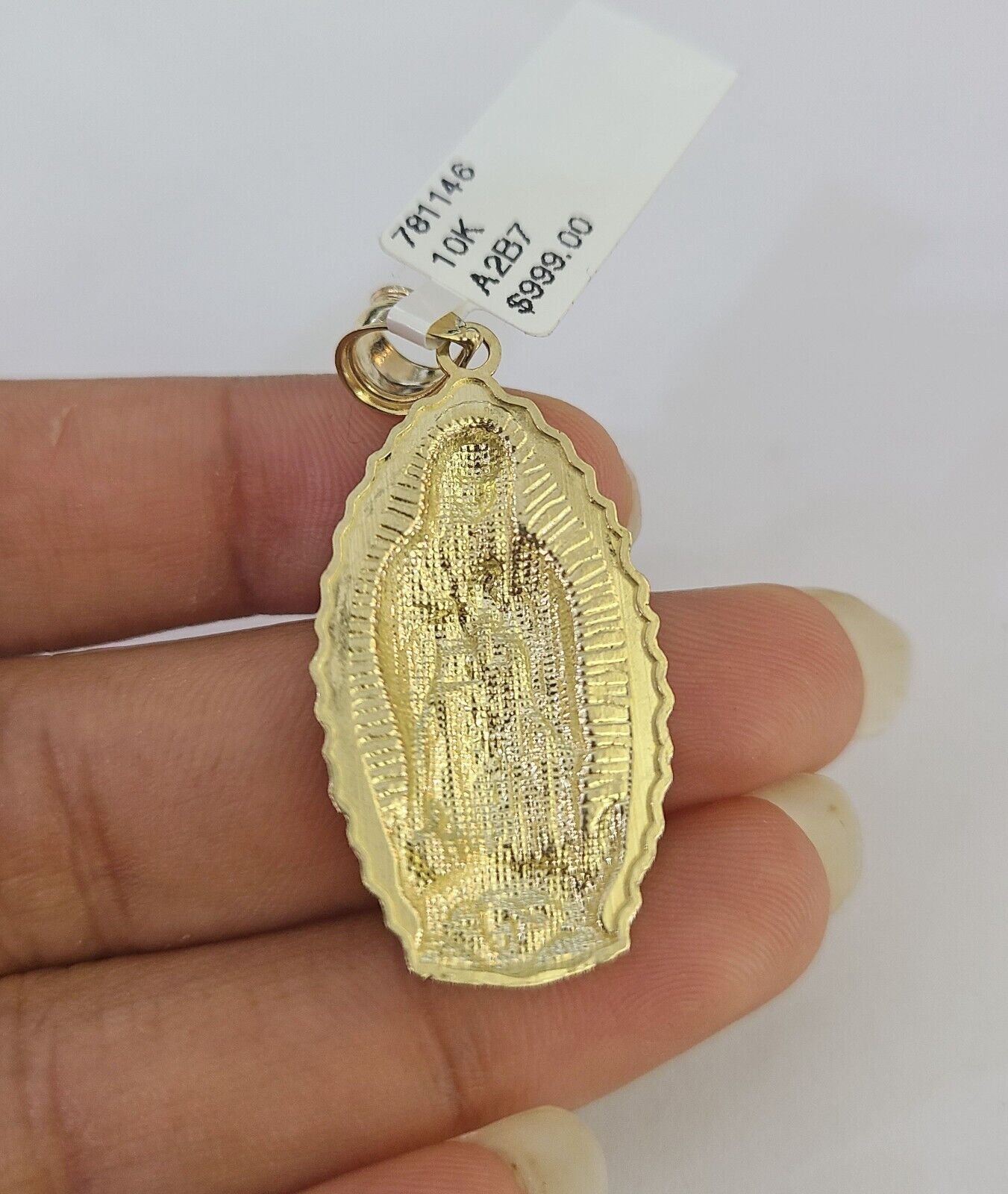 10K Gold Miami Cuban Chain Virgin Mary Charm 20" - 28" 3mm REAL Pendant - GoldenlinQ