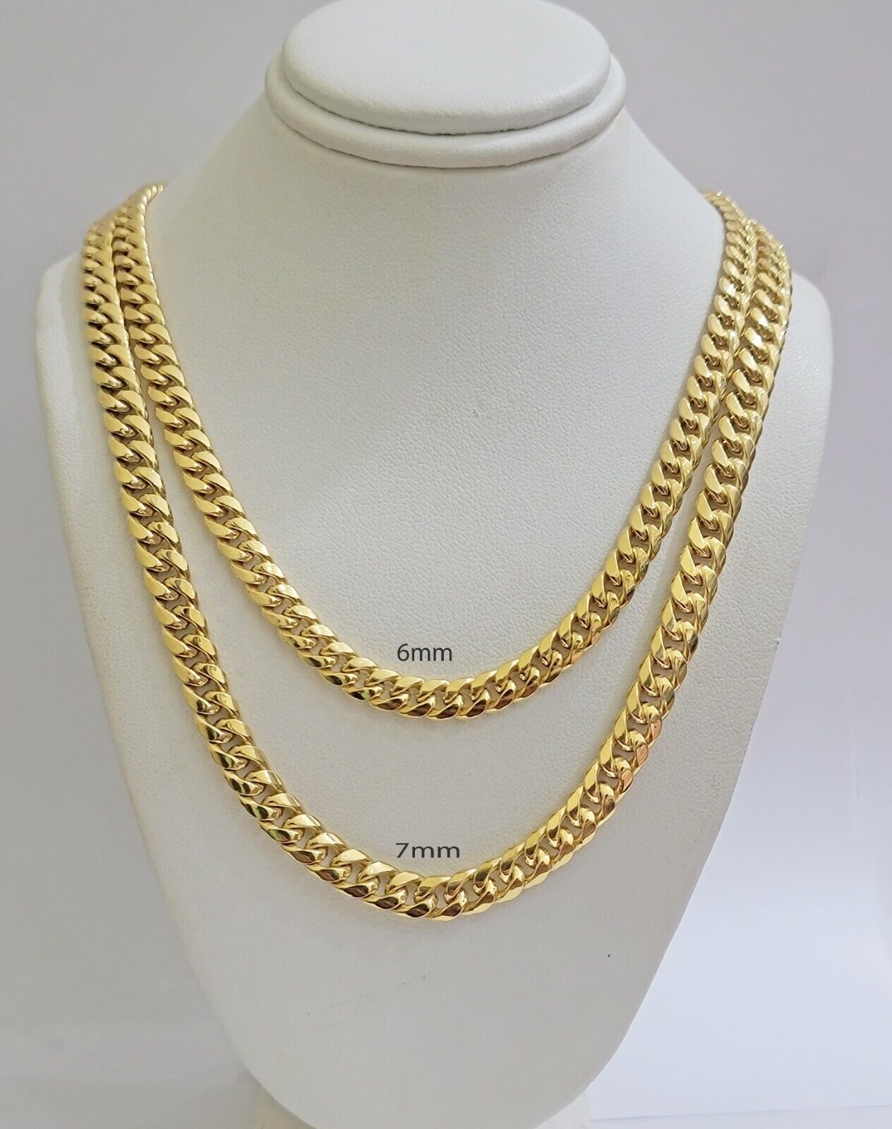 10k Gold Necklace 7mm 20 Inch Miami Cuban Link Chain REAL 10kt yellow Gold Men's - GoldenlinQ