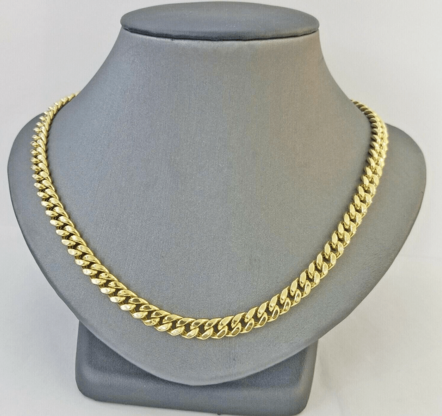 10k Gold Necklace 7mm 20 Inch Miami Cuban Link Chain REAL 10kt yellow Gold Men's - GoldenlinQ