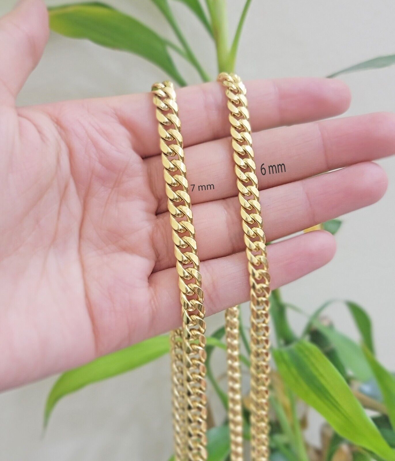 10k Gold Necklace 7mm 24 Inch Miami Cuban Link Chain REAL 10kt yellow Gold Men's - GoldenlinQ