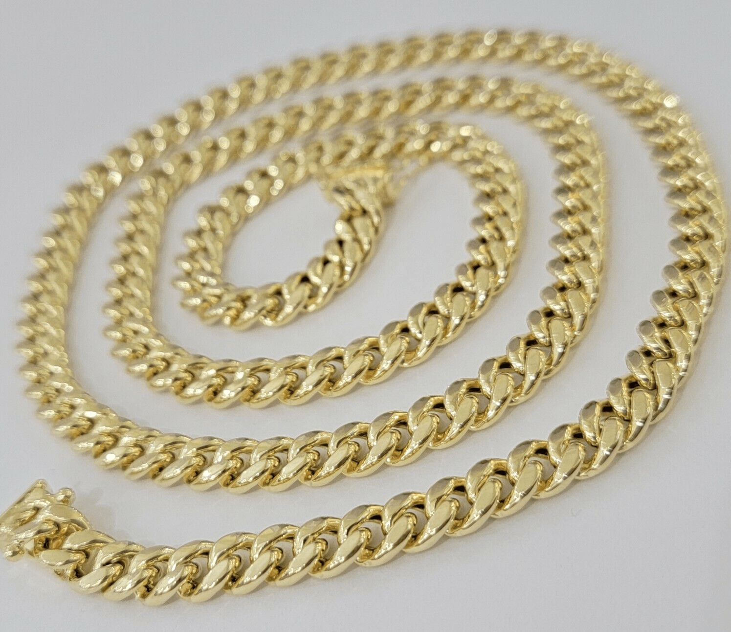 10k Gold Necklace 7mm 24 Inch Miami Cuban Link Chain REAL 10kt yellow Gold Men's - GoldenlinQ