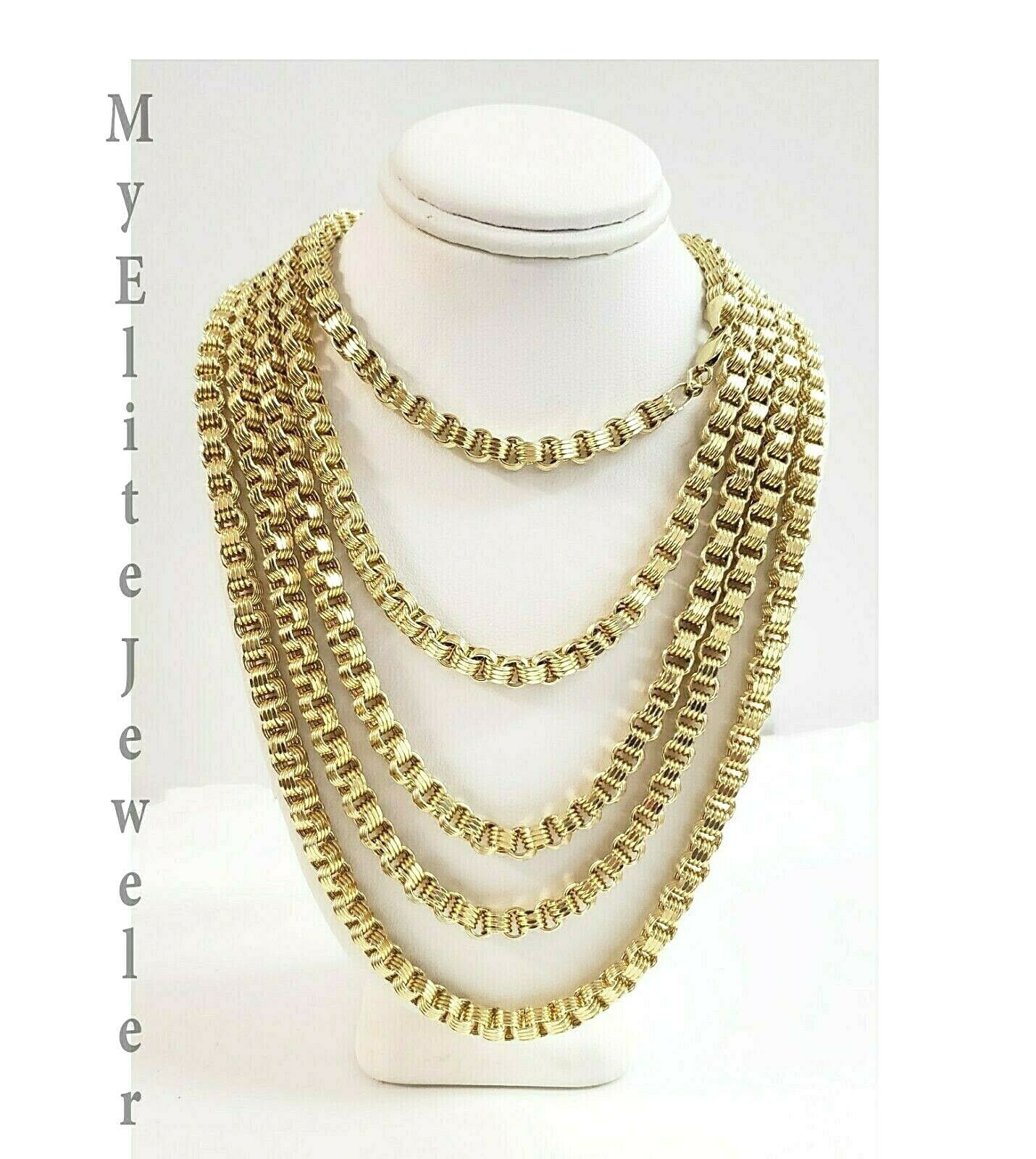 10k Gold Necklace Byzantine Box Chain 6mm 18" - 30 REAL 10kt Yellow Gold, lobster - GoldenlinQ