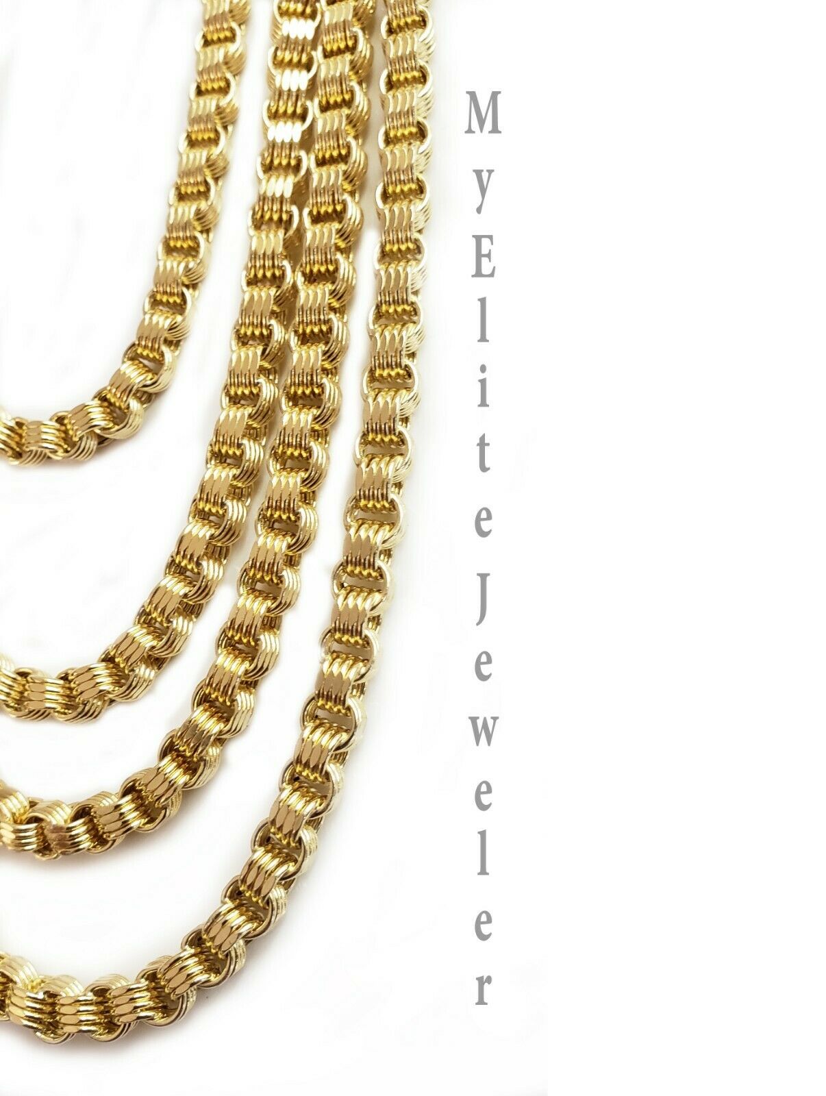 10k Gold Necklace Byzantine Box Chain 6mm 18" - 30 REAL 10kt Yellow Gold, lobster - GoldenlinQ