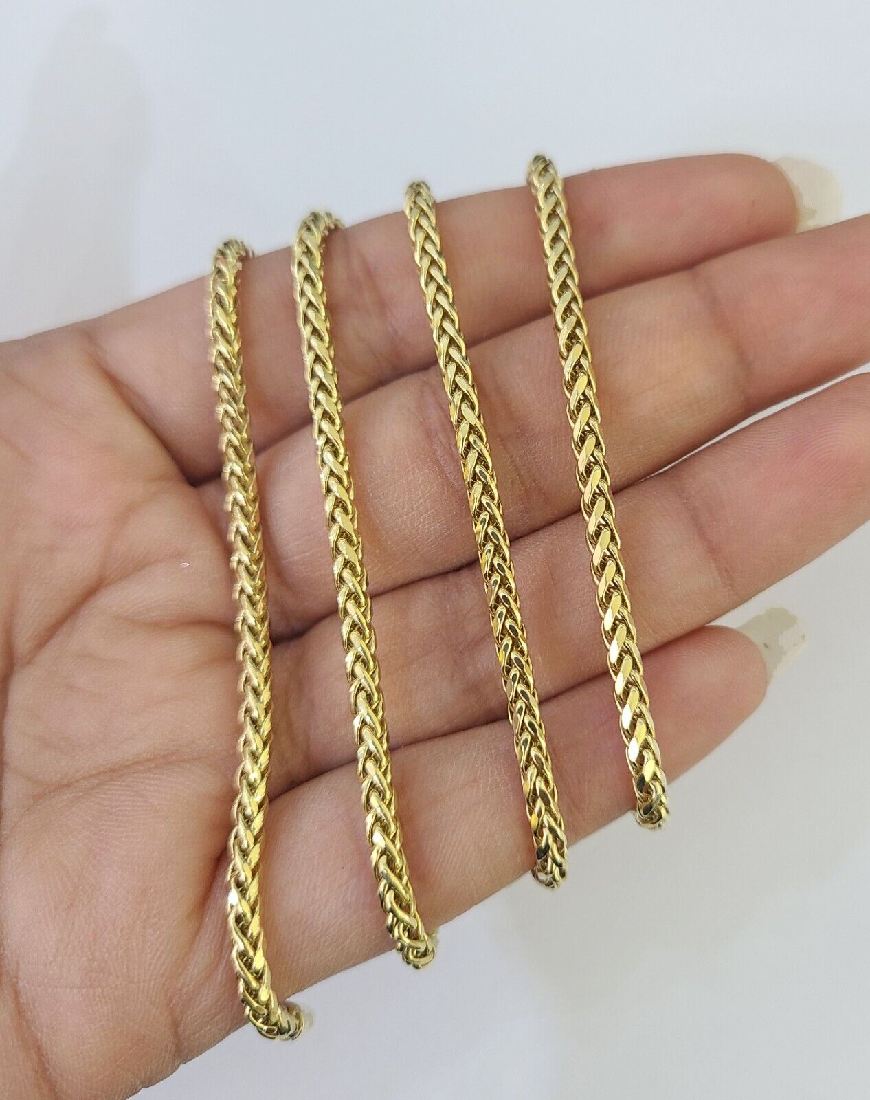 10K Gold Palm Chain 2.5mm 18" 20" 22" 24" 26" 28" Yellow Gold Real Men Women - GoldenlinQ