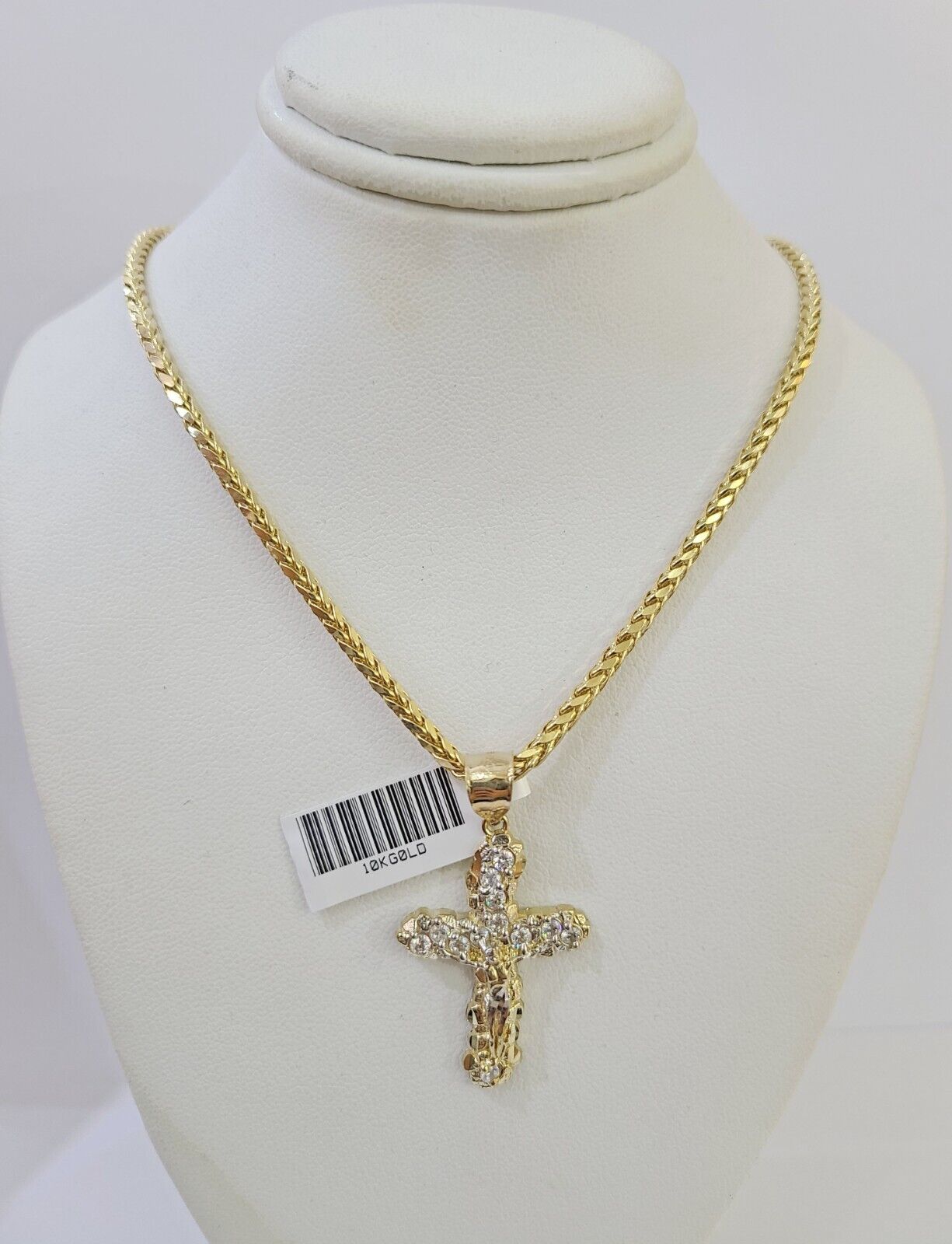 10K Gold Palm Chain 2.5mm Length 18" 20" 22" 24" 26" 28" 30" & Cross Charm - GoldenlinQ
