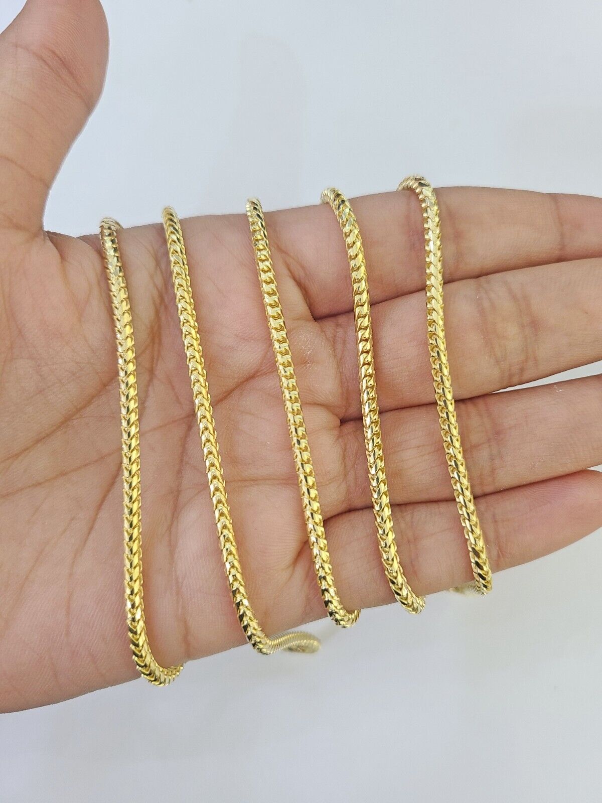 10K Gold Palm Chain Solid 2mm 18" 20" 22" 24" 26" Yellow Gold Real Men Women - GoldenlinQ