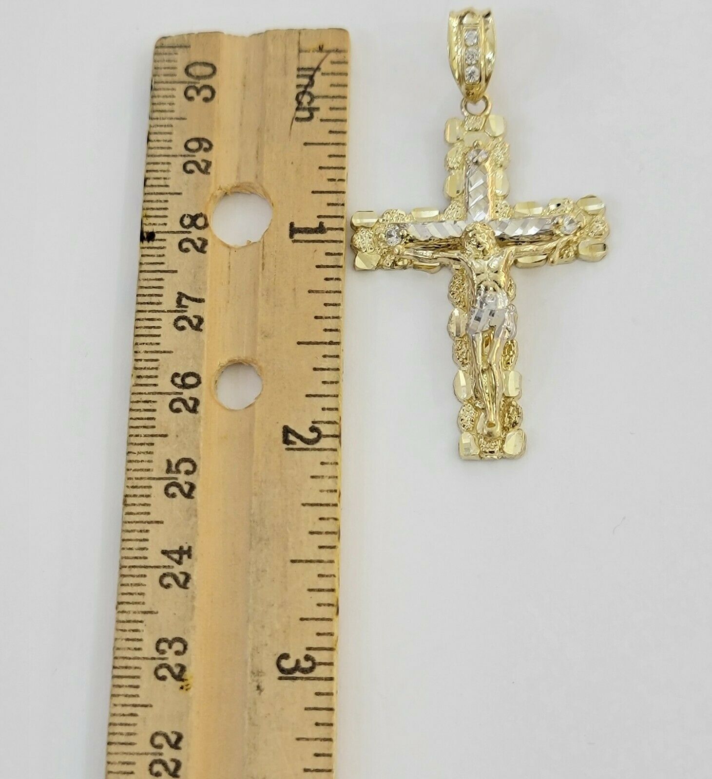 10k Gold Pendant charm Jesus cross crucifix 4" 3" 2" 1.5" Men women Real 10kt - GoldenlinQ