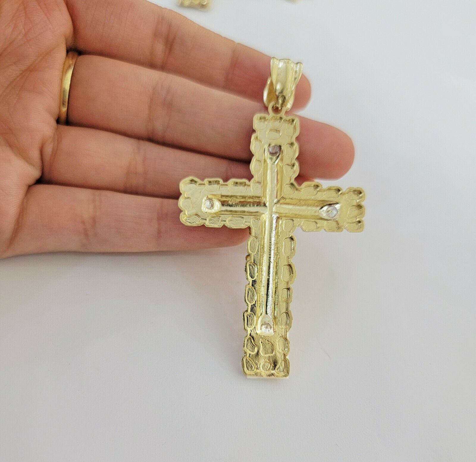 10k Gold Pendant charm Jesus cross crucifix 4" 3" 2" 1.5" Men women Real 10kt - GoldenlinQ