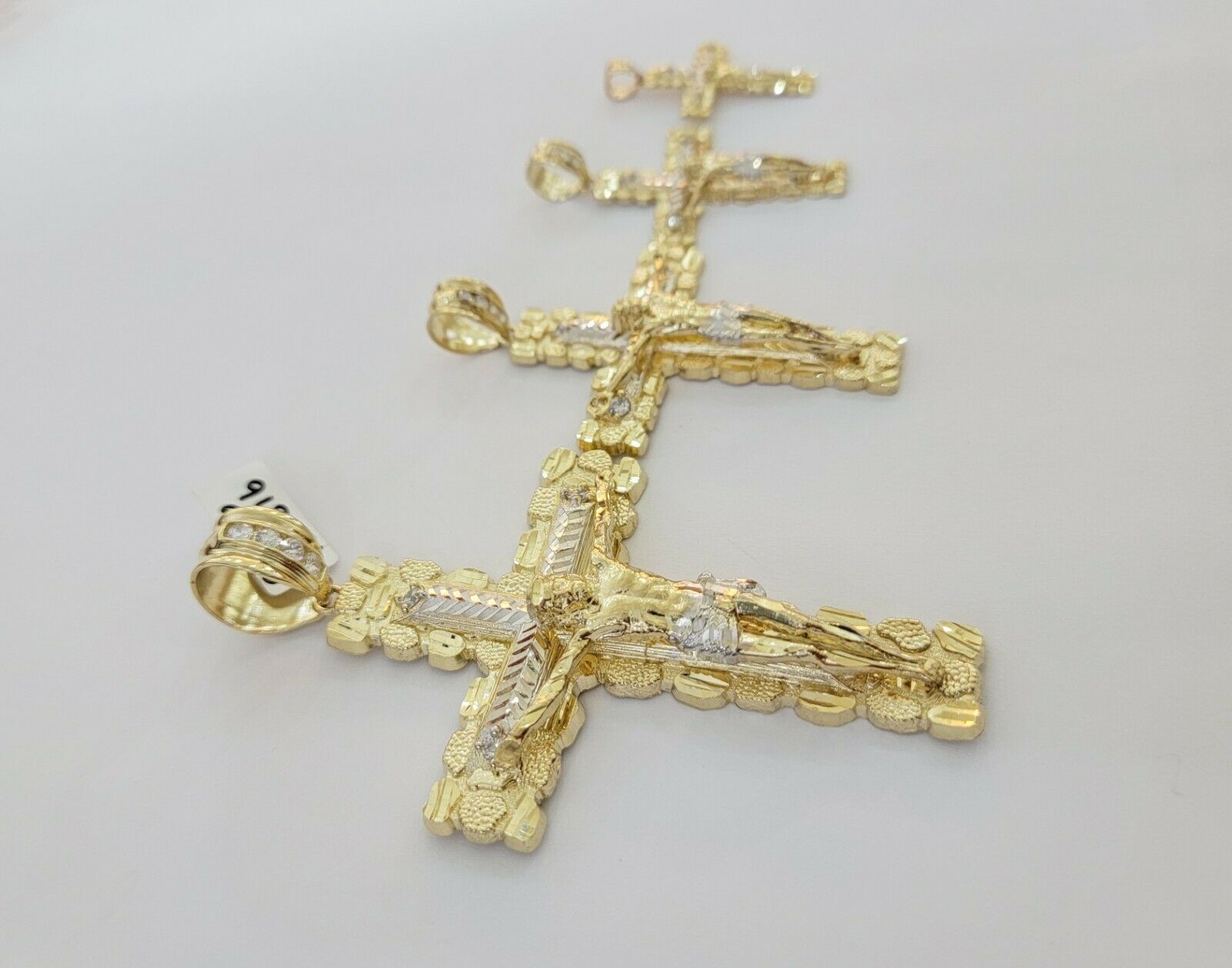10k Gold Pendant charm Jesus cross crucifix 4" 3" 2" 1.5" Men women Real 10kt - GoldenlinQ