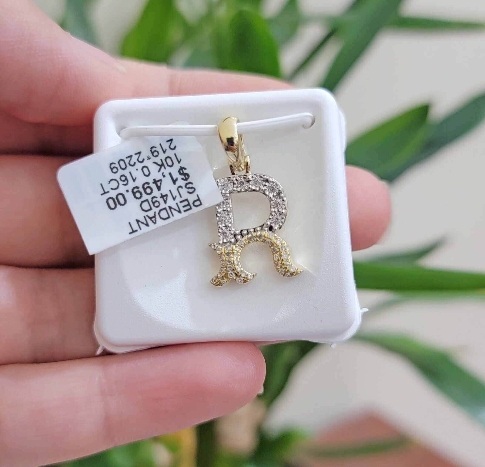 10k Gold Pendant Initial Charm Natural Diamond A - Z Alphabet 10K Yellow Gold REAL - GoldenlinQ