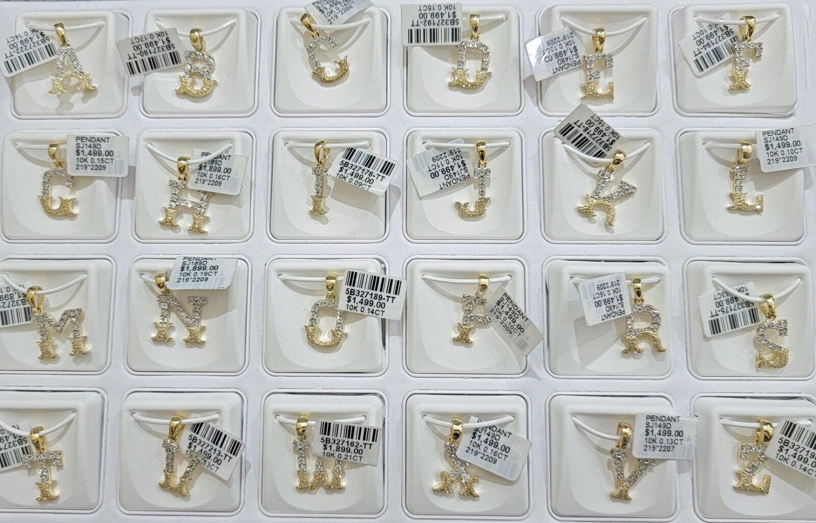 10k Gold Pendant Initial Charm Natural Diamond A - Z Alphabet 10K Yellow Gold REAL - GoldenlinQ
