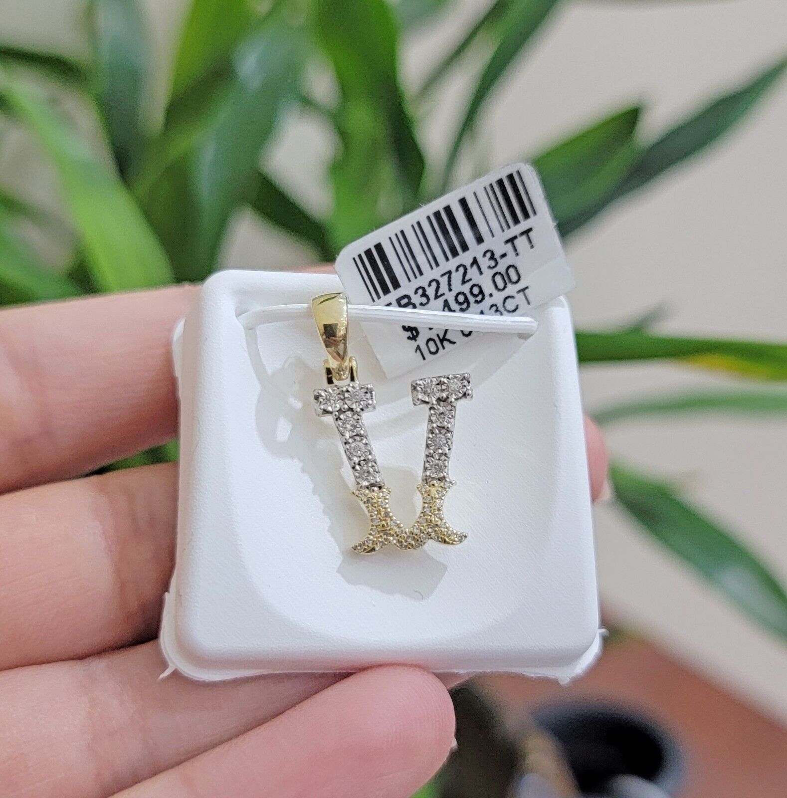 10k Gold Pendant Initial Charm Natural Diamond A - Z Alphabet 10K Yellow Gold REAL - GoldenlinQ