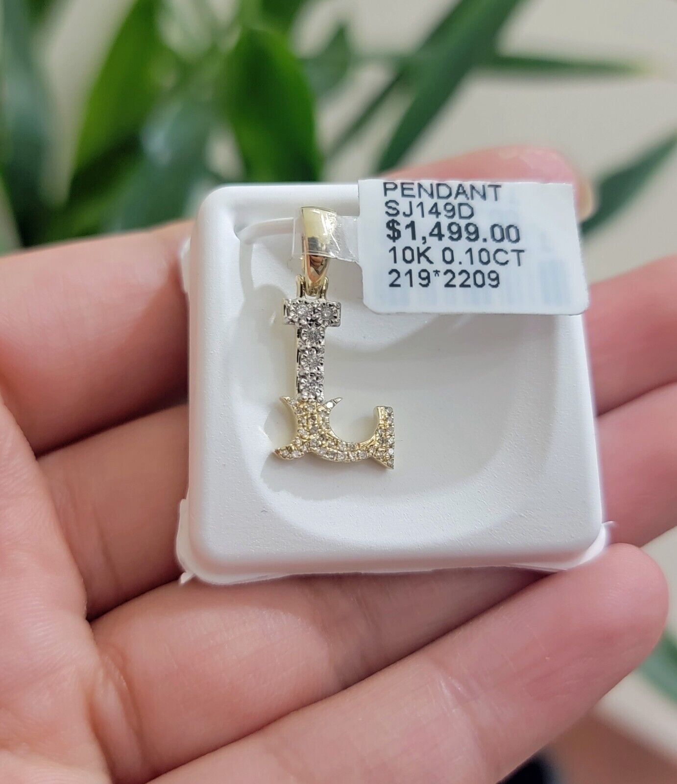 10k Gold Pendant Initial Charm Natural Diamond A - Z Alphabet 10K Yellow Gold REAL - GoldenlinQ