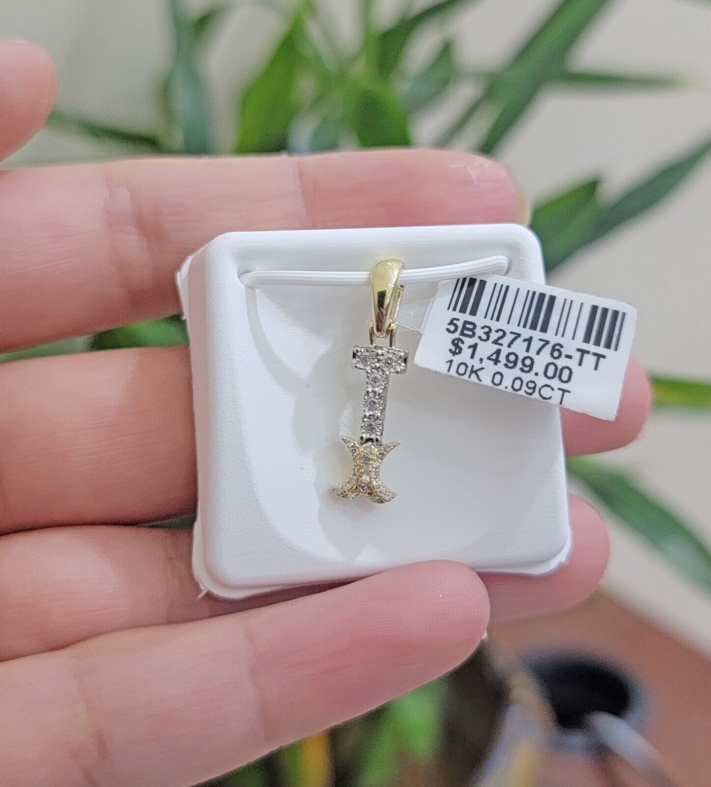 10k Gold Pendant Initial Charm Natural Diamond A - Z Alphabet 10K Yellow Gold REAL - GoldenlinQ