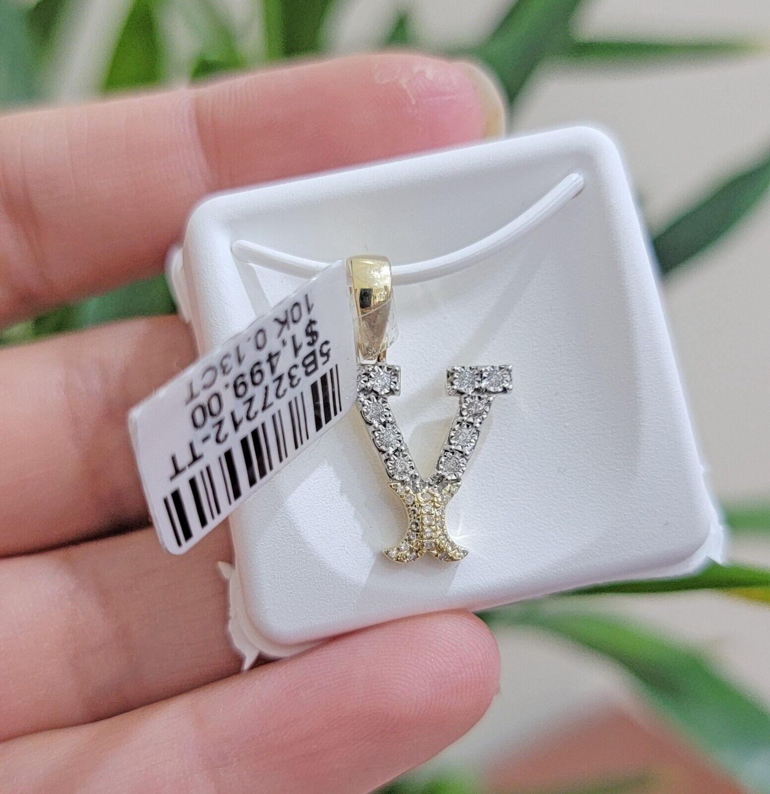 10k Gold Pendant Initial Charm Natural Diamond A - Z Alphabet 10K Yellow Gold REAL - GoldenlinQ