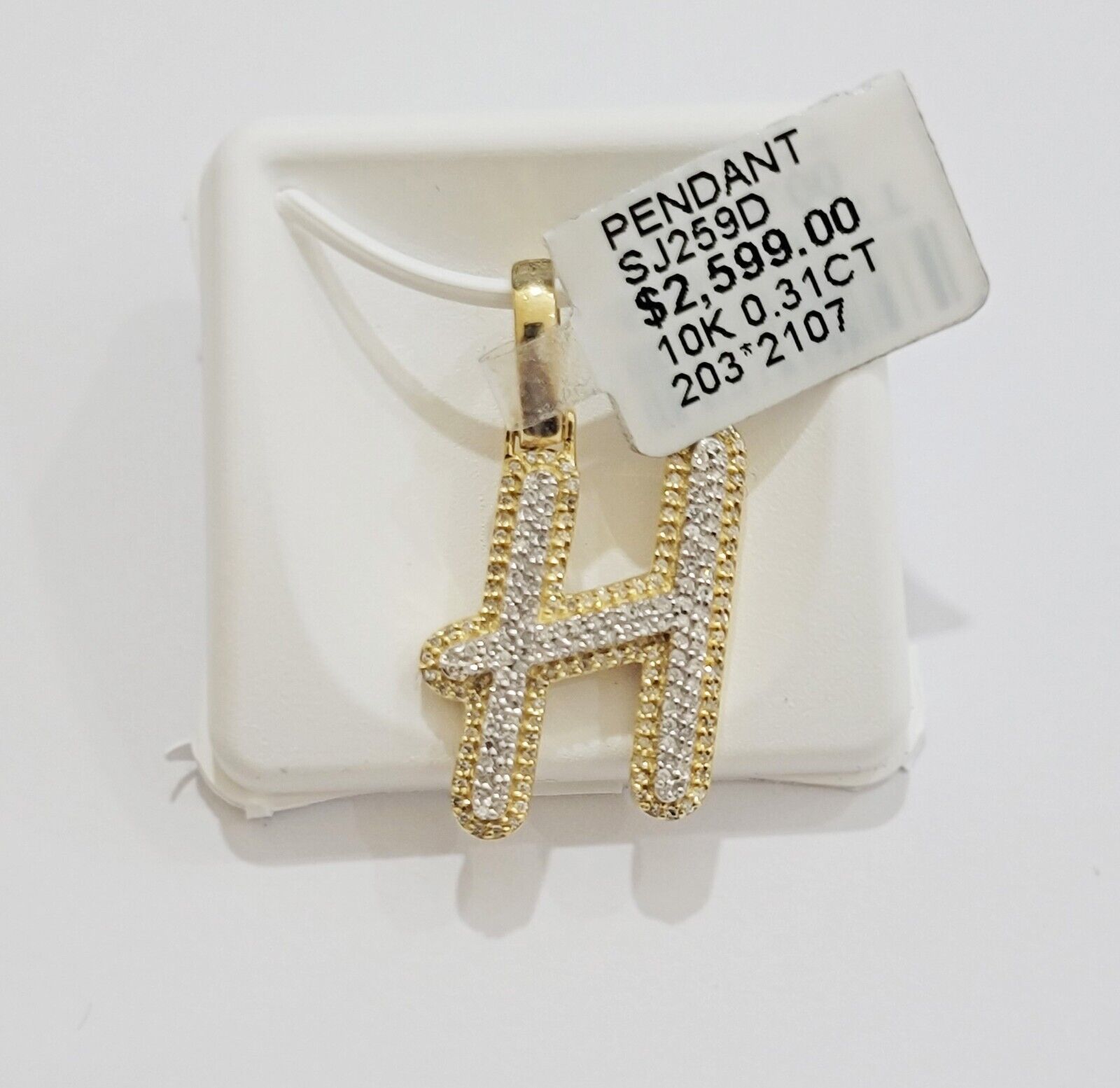 10k Gold Pendant Natural Diamond Initial Charm A - Z Alphabet 10K Yellow Gold REAL - GoldenlinQ