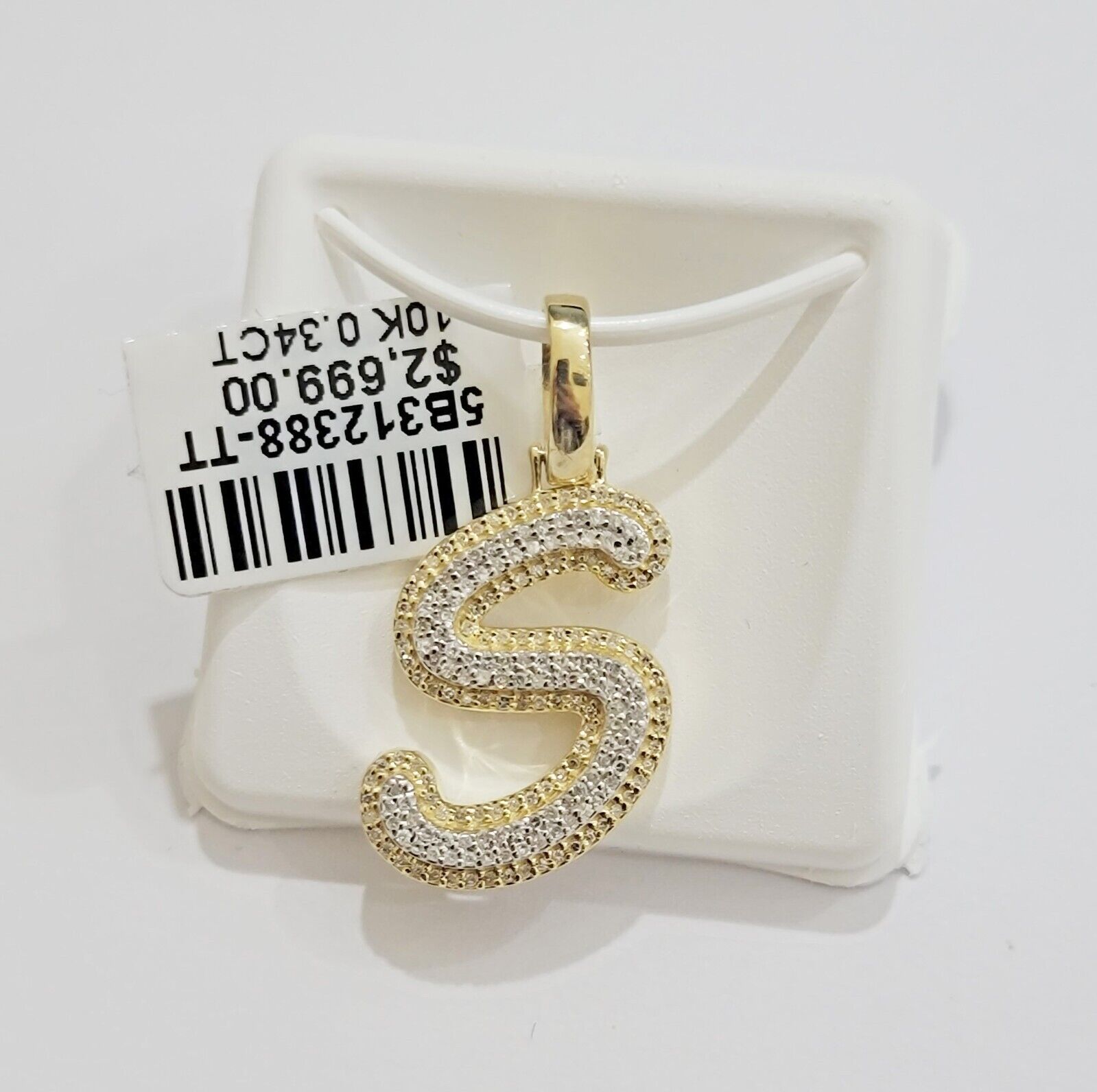 10k Gold Pendant Natural Diamond Initial Charm A - Z Alphabet 10K Yellow Gold REAL - GoldenlinQ