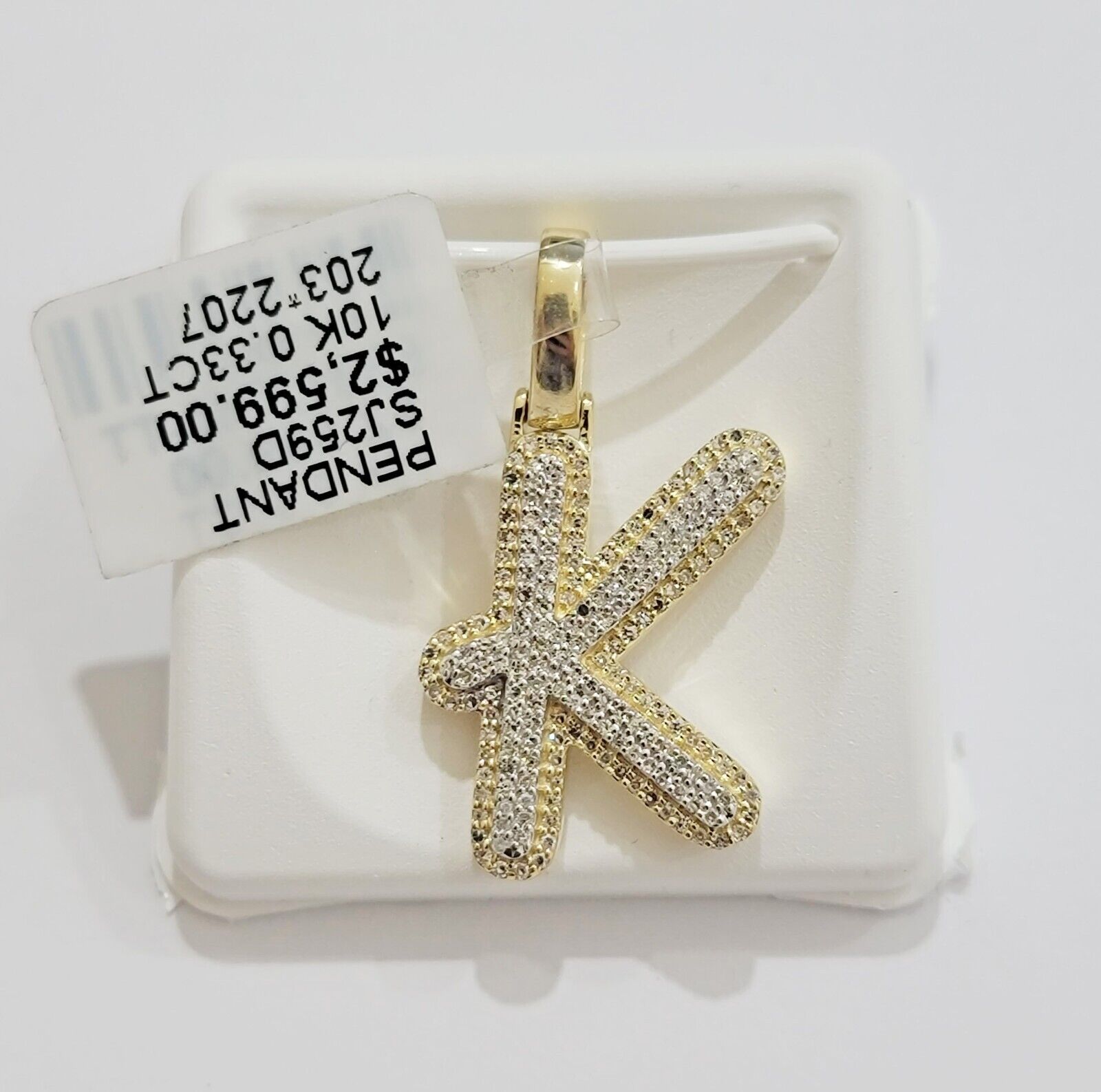 10k Gold Pendant Natural Diamond Initial Charm A - Z Alphabet 10K Yellow Gold REAL - GoldenlinQ