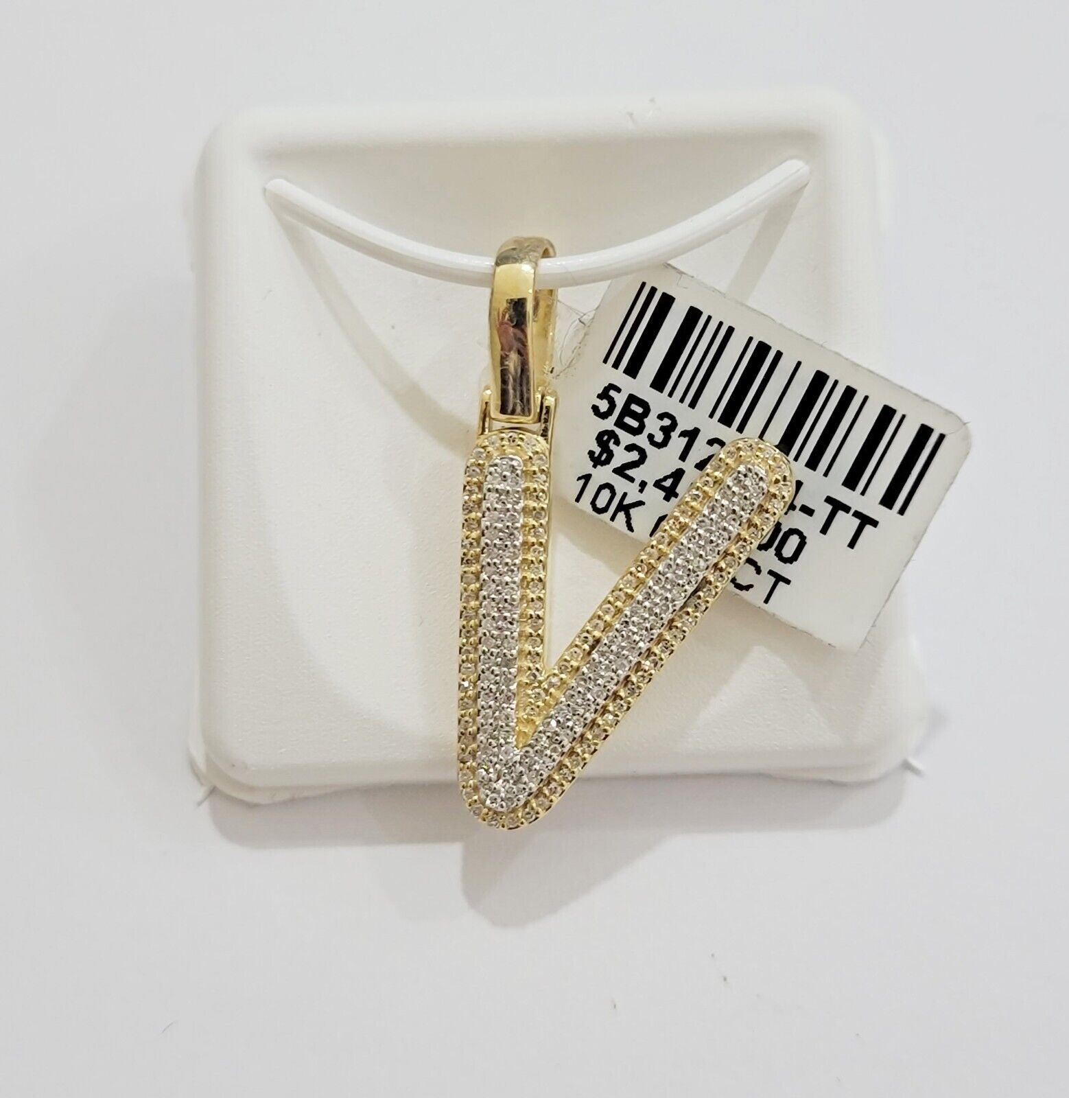 10k Gold Pendant Natural Diamond Initial Charm A - Z Alphabet 10K Yellow Gold REAL - GoldenlinQ