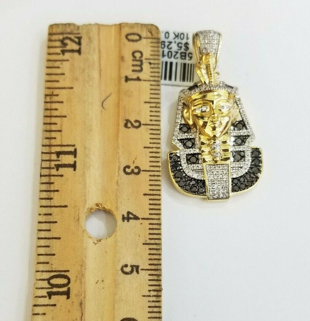 10k Gold Pharaoh Head Pendant Real Diamond Charm - GoldenlinQ
