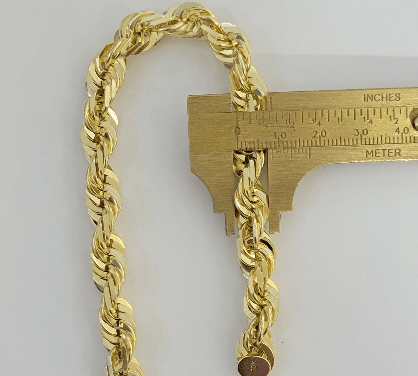 10k Gold Rope Bracelet 9 Inch 10mm Diamond Cuts Real Solid Link 10KT Yellow Gold - GoldenlinQ