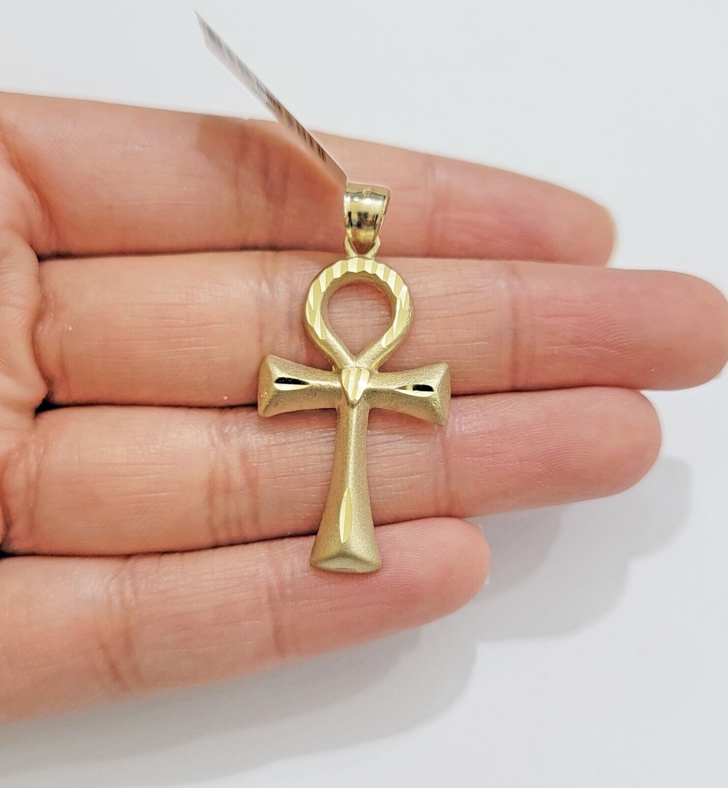 10k Gold Rope Chain Ankh Cross Charm Pendant Set 18" Inch 3mm Necklace, REAL SET - GoldenlinQ