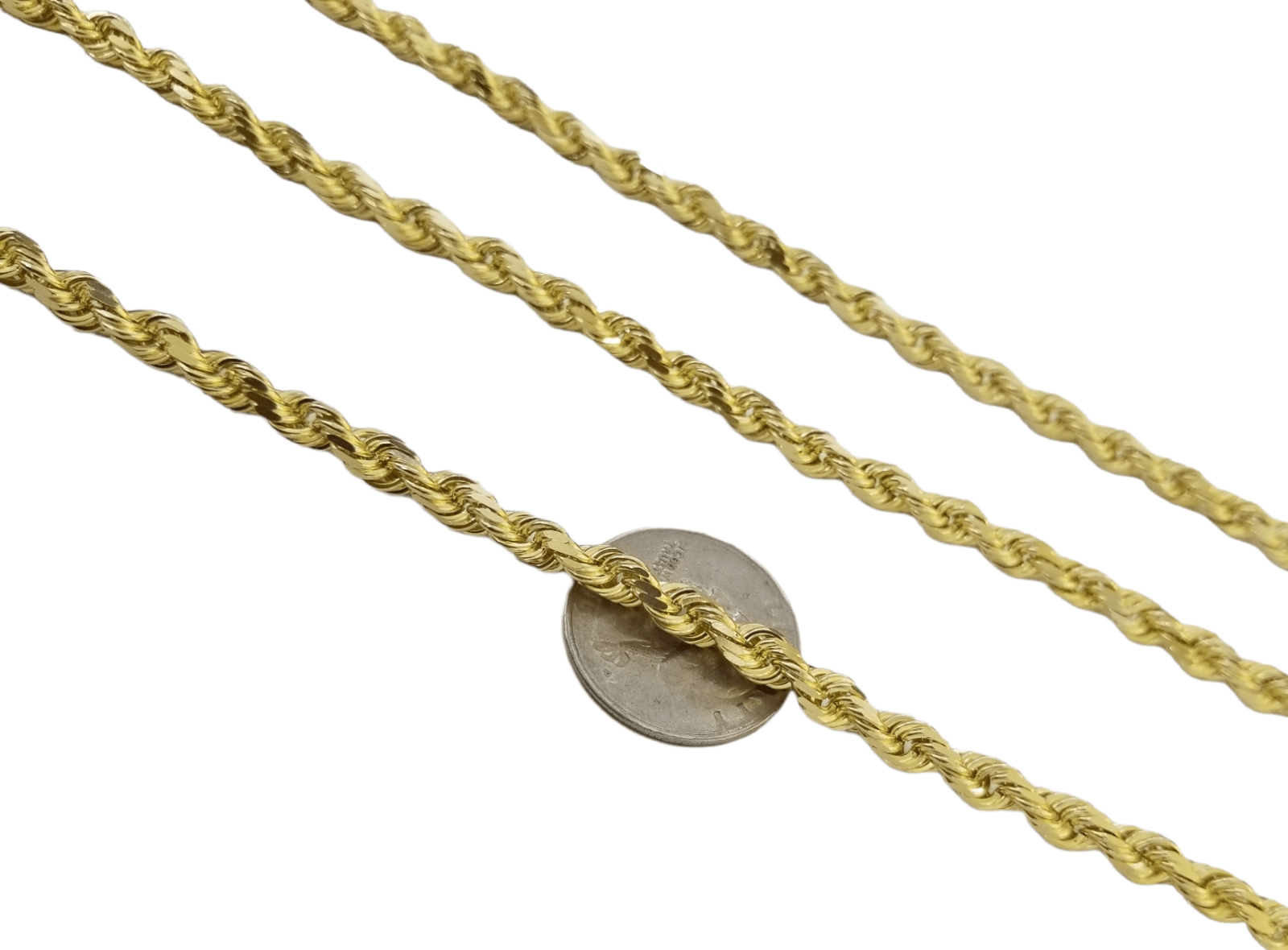 10k Gold Rope Chain For Men Necklace Diamond Cut 6mm 22 Inch SOLID On Sale - GoldenlinQ