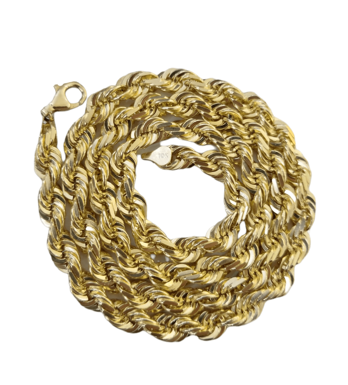 10k Gold Rope Chain For Men Necklace Diamond Cut 6mm 22 Inch SOLID On Sale - GoldenlinQ